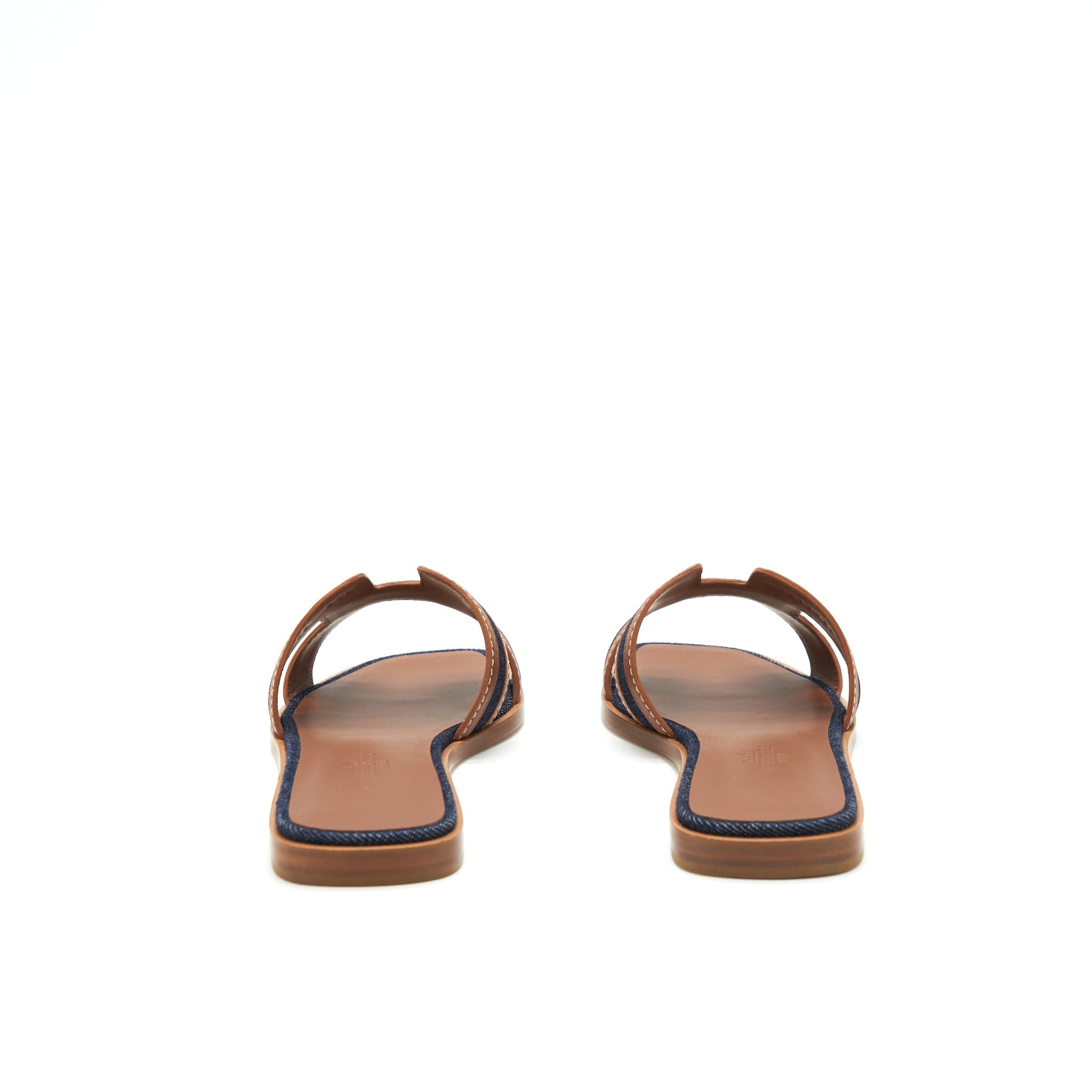 HERMES ORAN SANDALS DENIM CANVAS / CALFSKIN BLUE BRUT