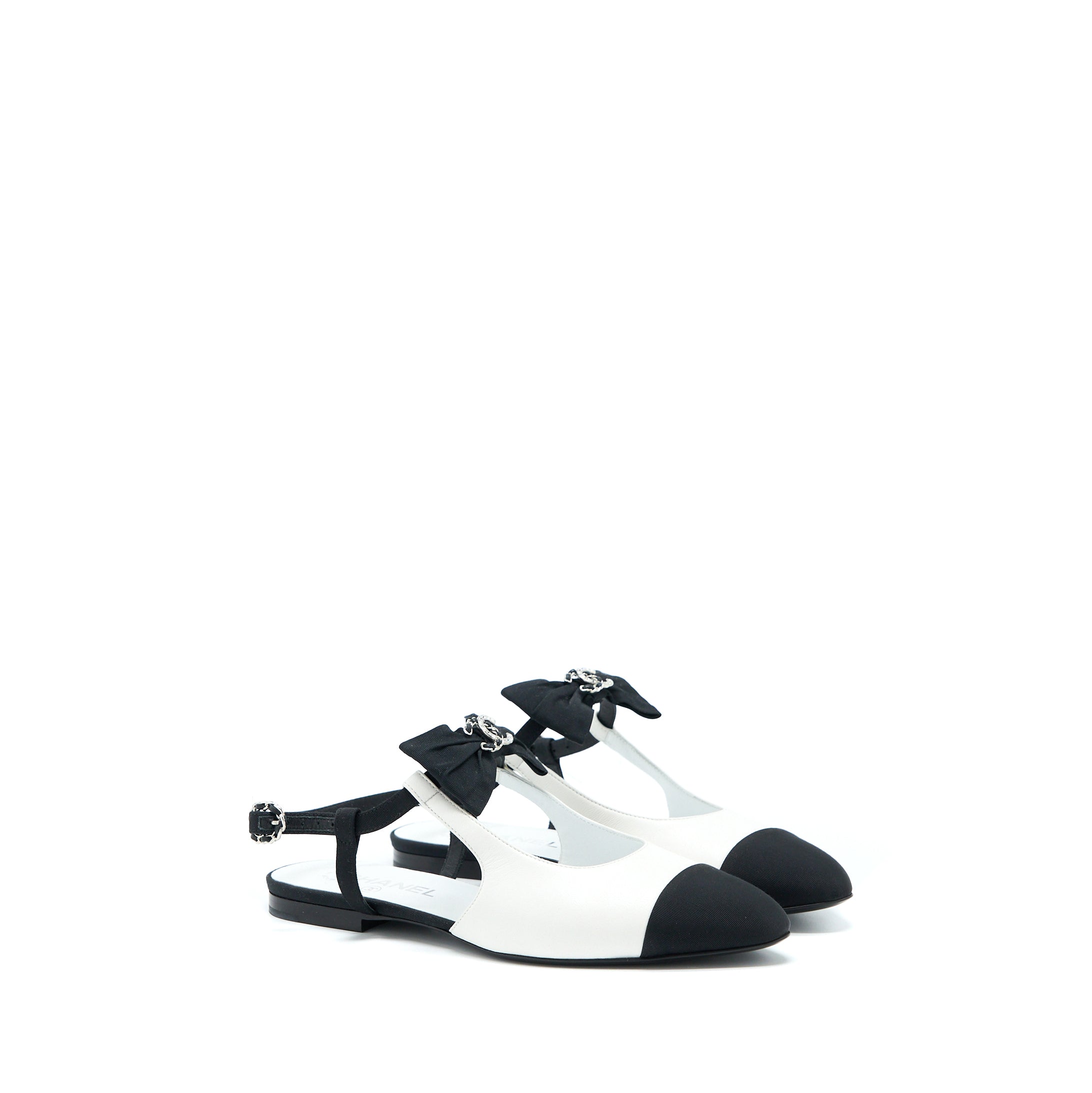 CHANEL SLINGBACK WITH RIBBON WHITE/BLACK