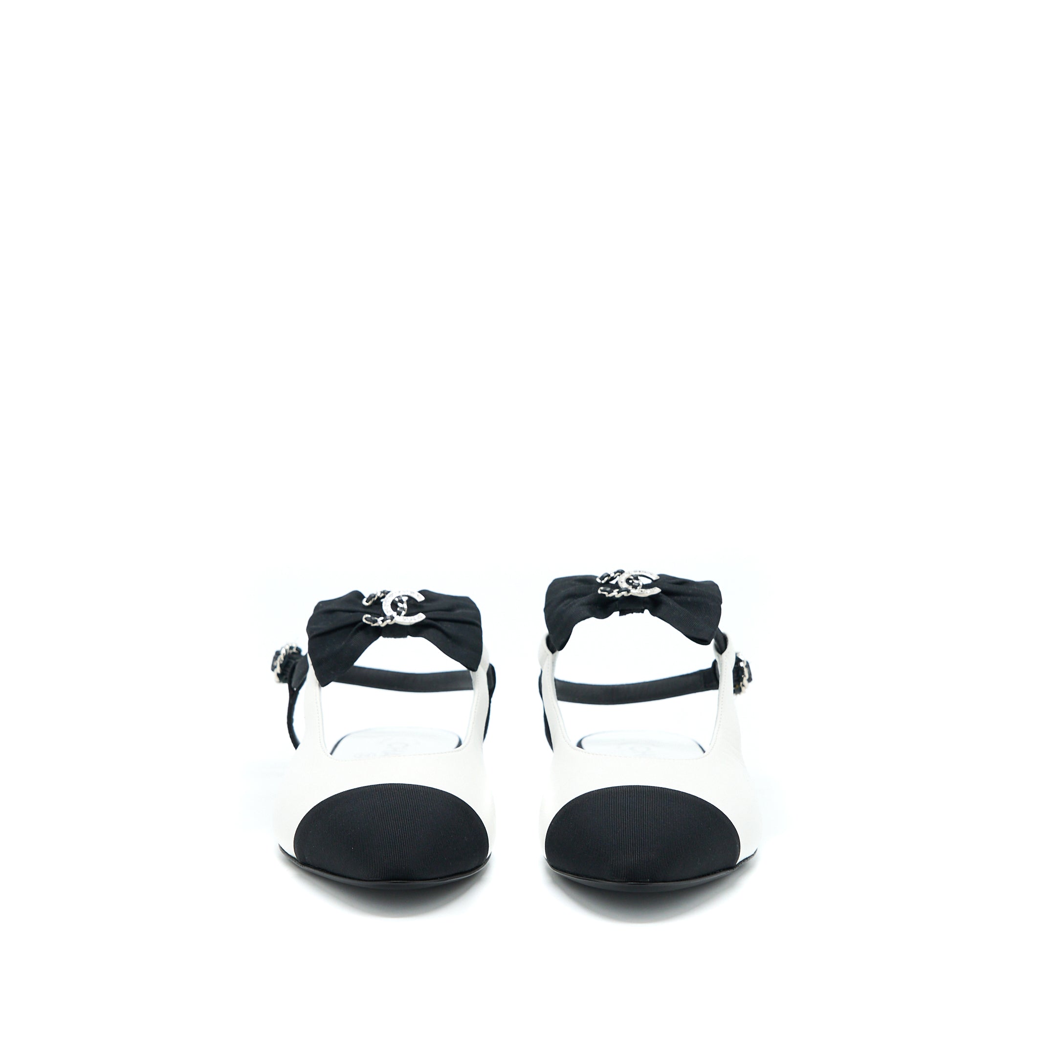 CHANEL SLINGBACK WITH RIBBON WHITE/BLACK