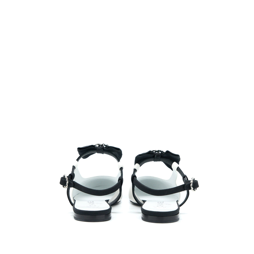 CHANEL SLINGBACK WITH RIBBON WHITE/BLACK