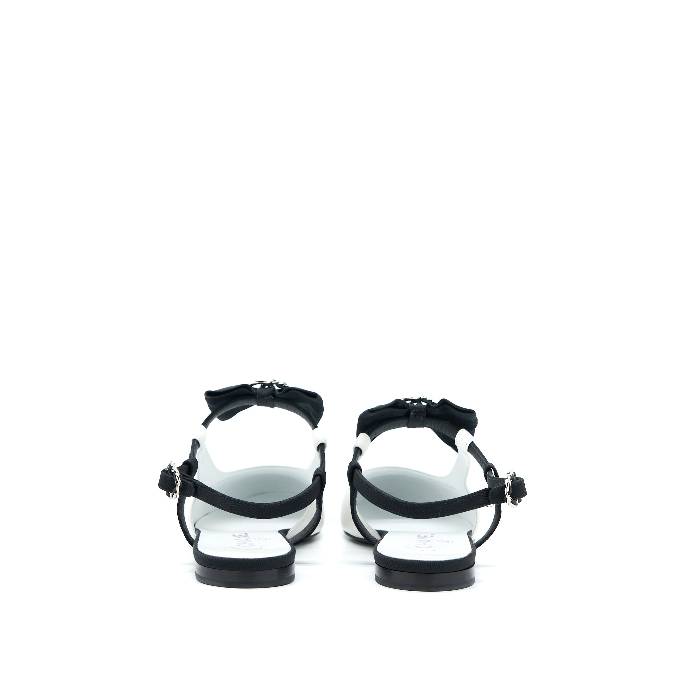 CHANEL SLINGBACK WITH RIBBON WHITE/BLACK
