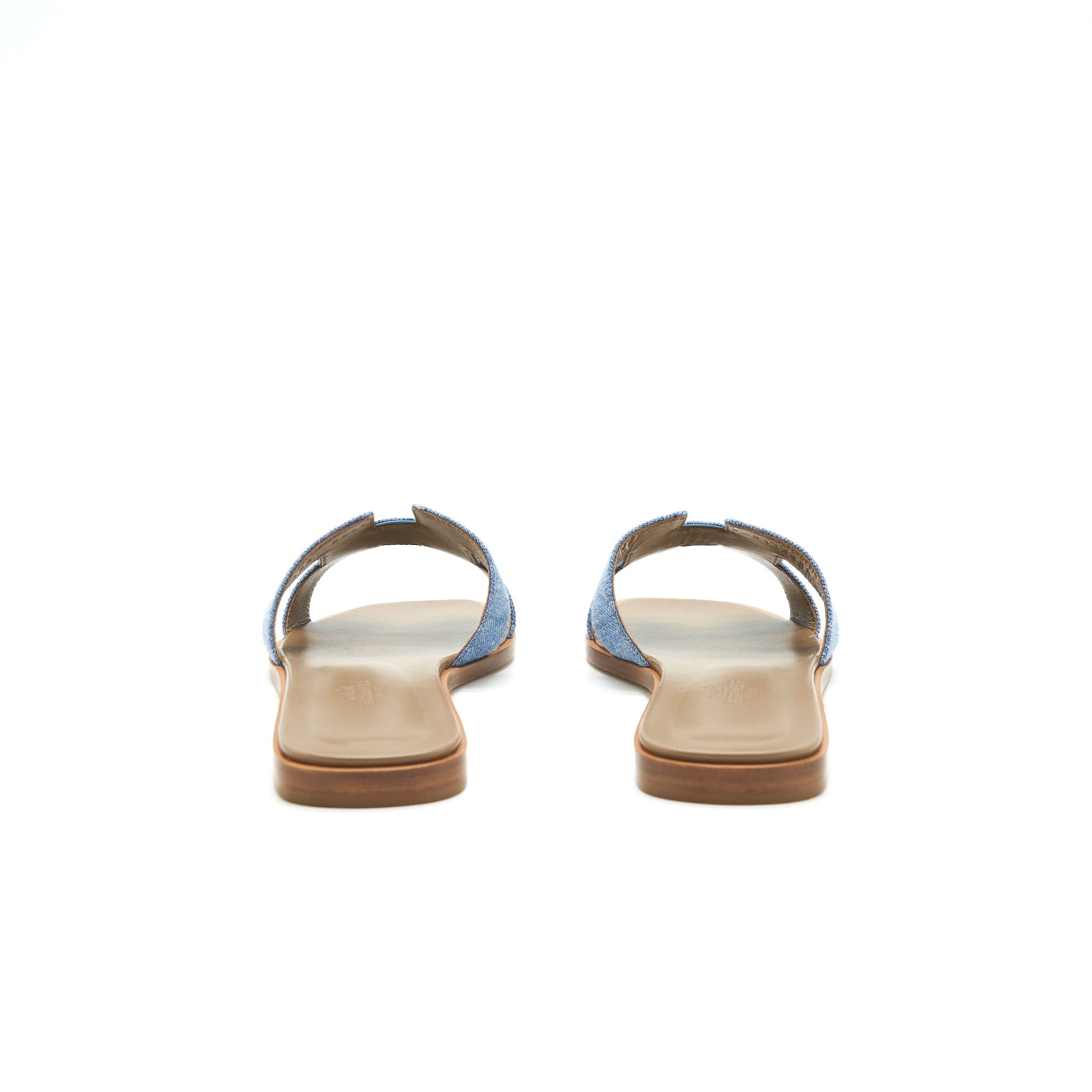 HERMES ORAN SANDALS DENIM CANVAS BLUE CLAIR