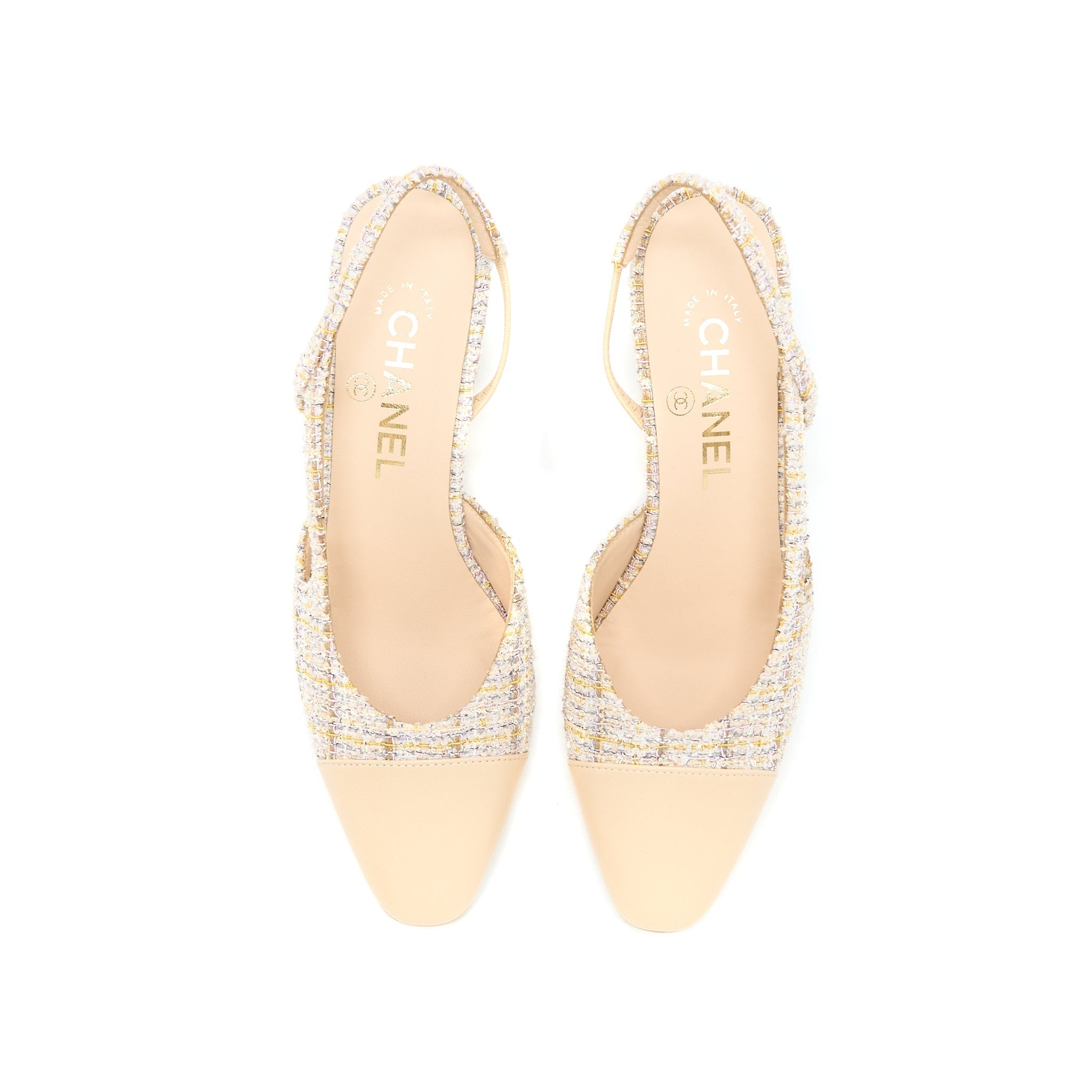 CHANEL SLINGS SHOES TWEED/LEATHER MULTICOLOUR