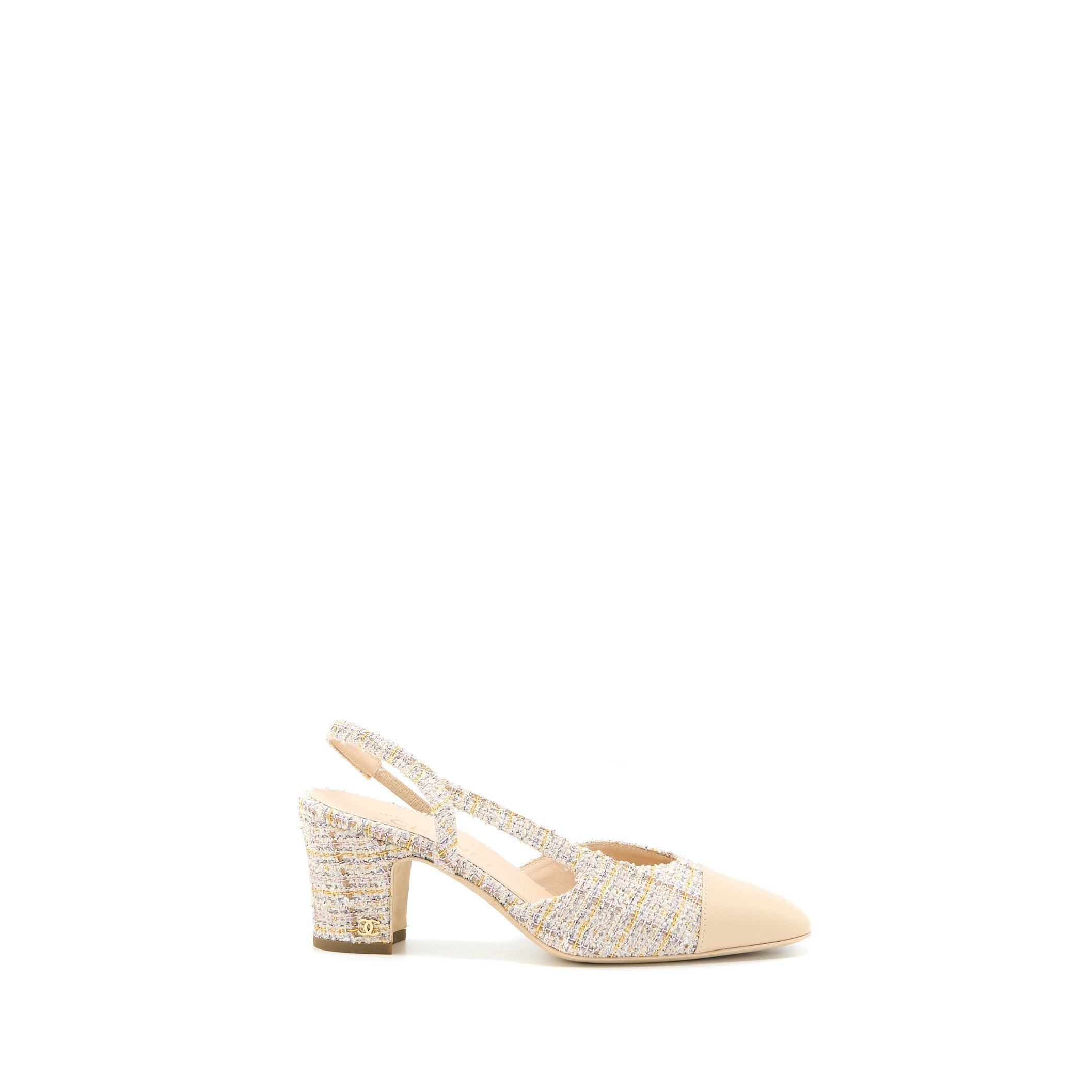 CHANEL SLINGS SHOES TWEED/LEATHER MULTICOLOUR