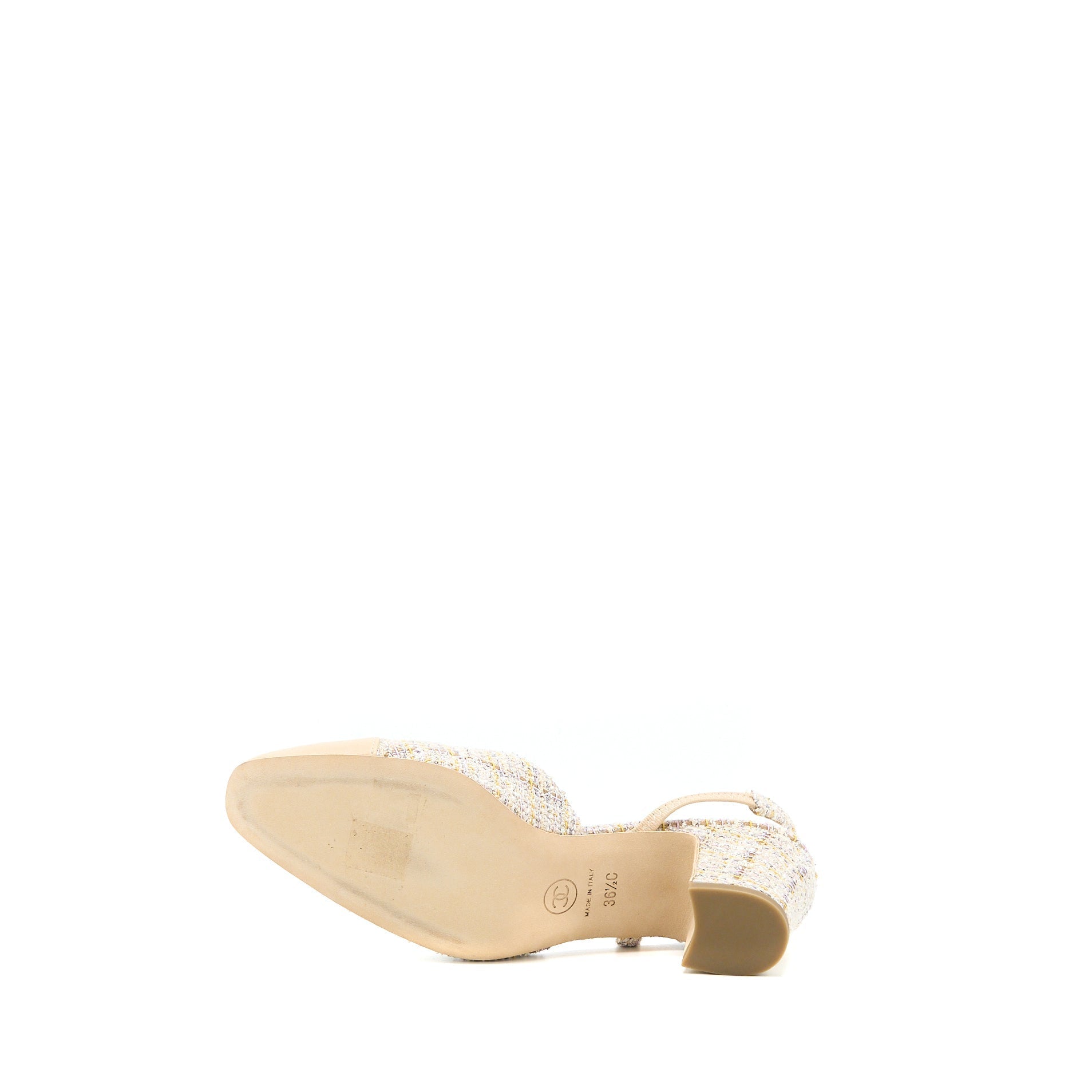 CHANEL SLINGS SHOES TWEED/LEATHER MULTICOLOUR
