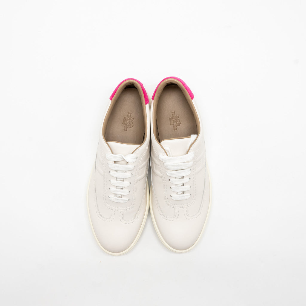 HERMES QUICKER SNEAKERS CALFSKIN WHITE / PINK