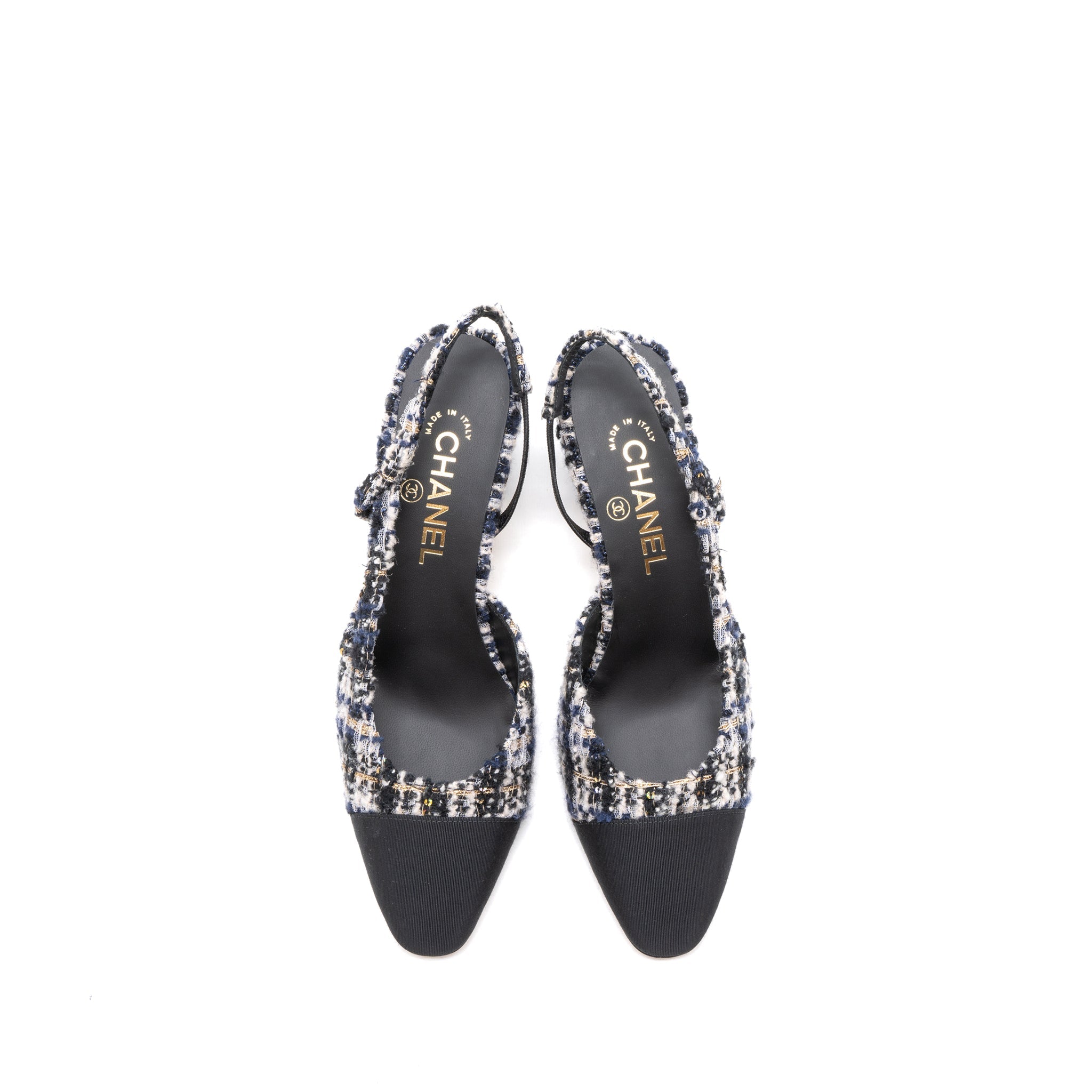 CHANEL SLINGS SHOES TWEED/LEATHER MULTICOLOUR