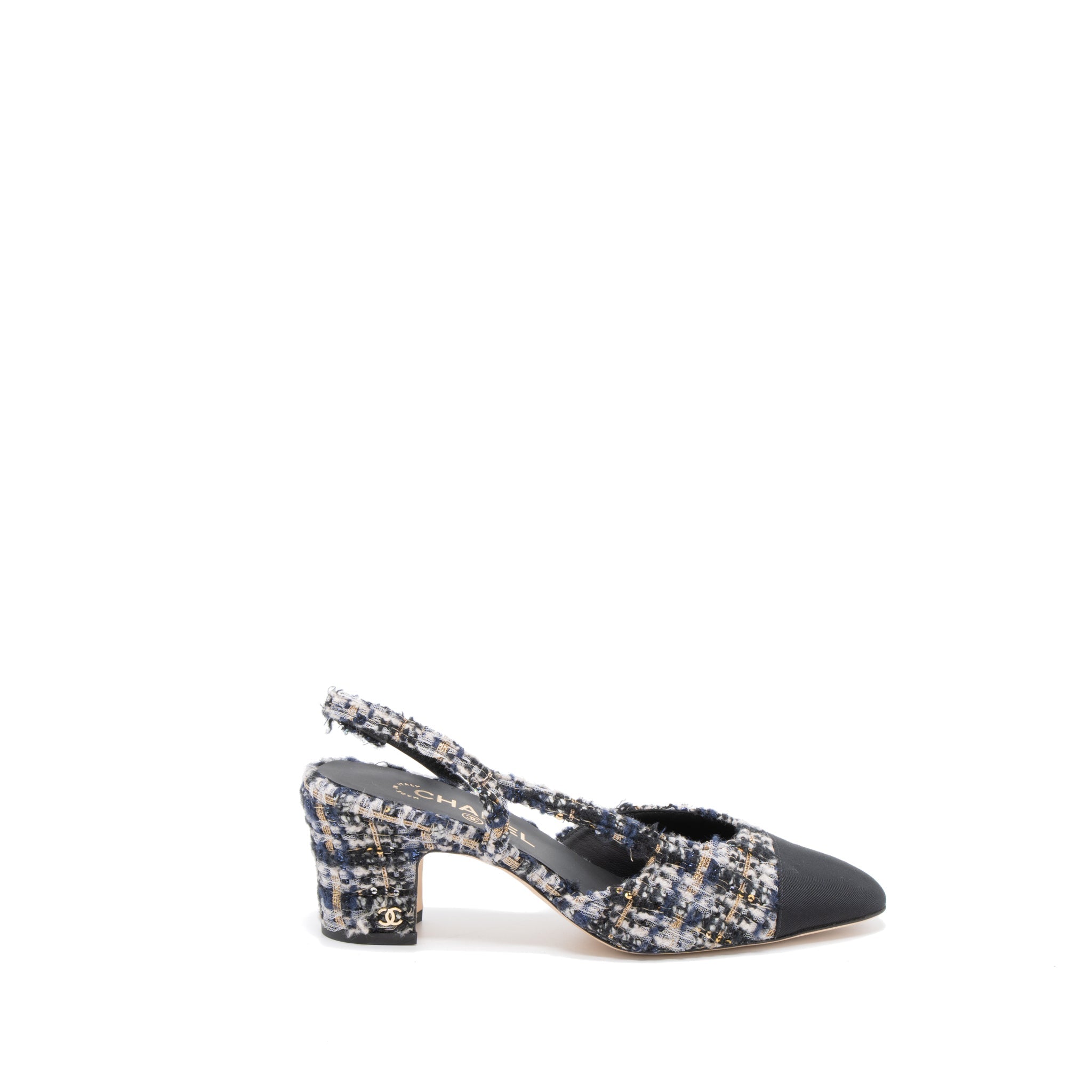 CHANEL SLINGS SHOES TWEED/LEATHER MULTICOLOUR