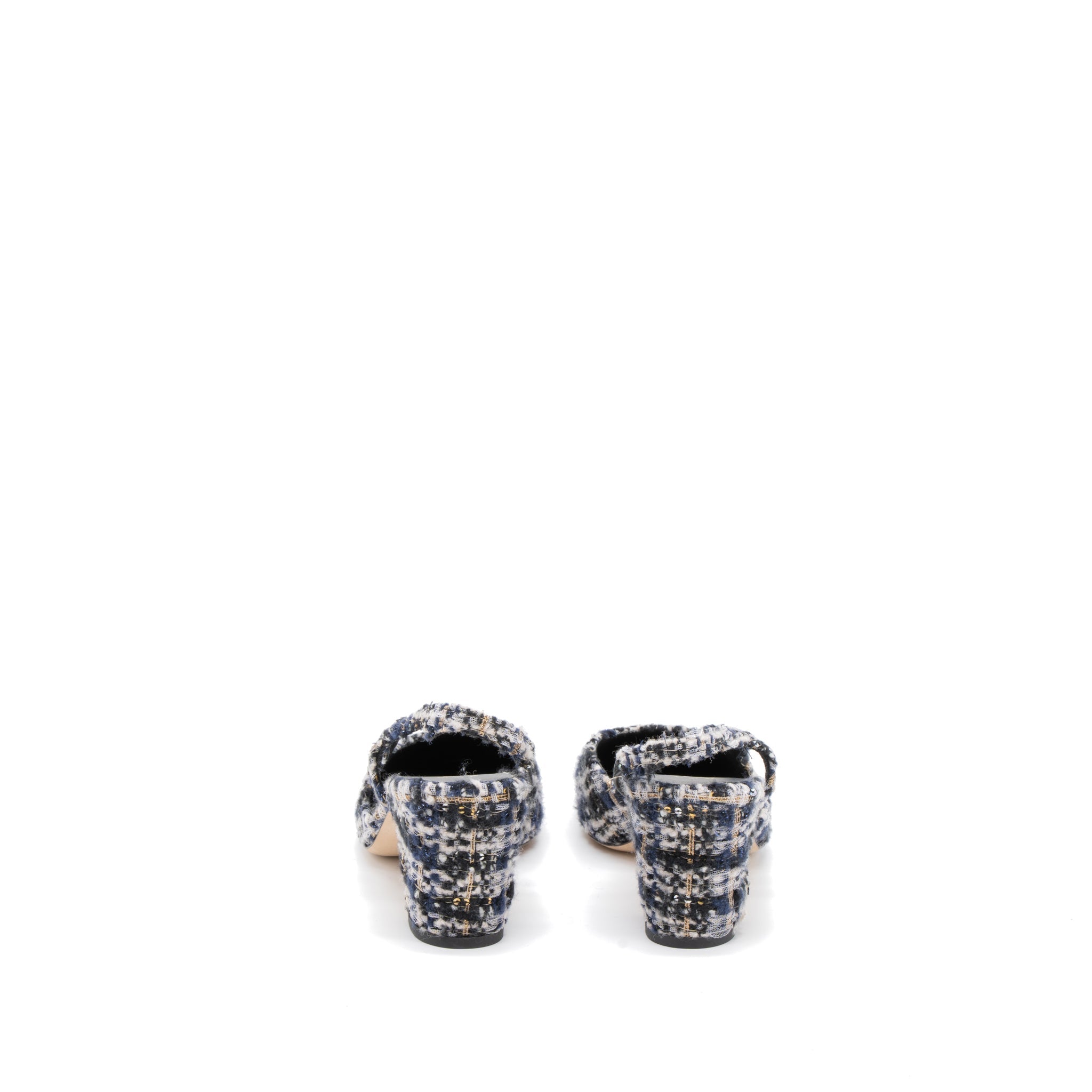 CHANEL SLINGS SHOES TWEED/LEATHER MULTICOLOUR