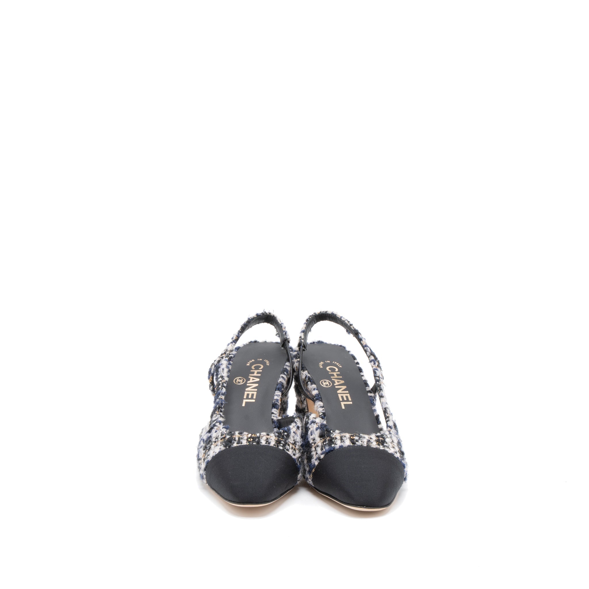 CHANEL SLINGS SHOES TWEED/LEATHER MULTICOLOUR