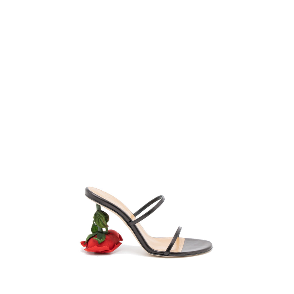 LOEWE ROSE HEEL MULES LEATHER BLACK/MULTICOLOUR