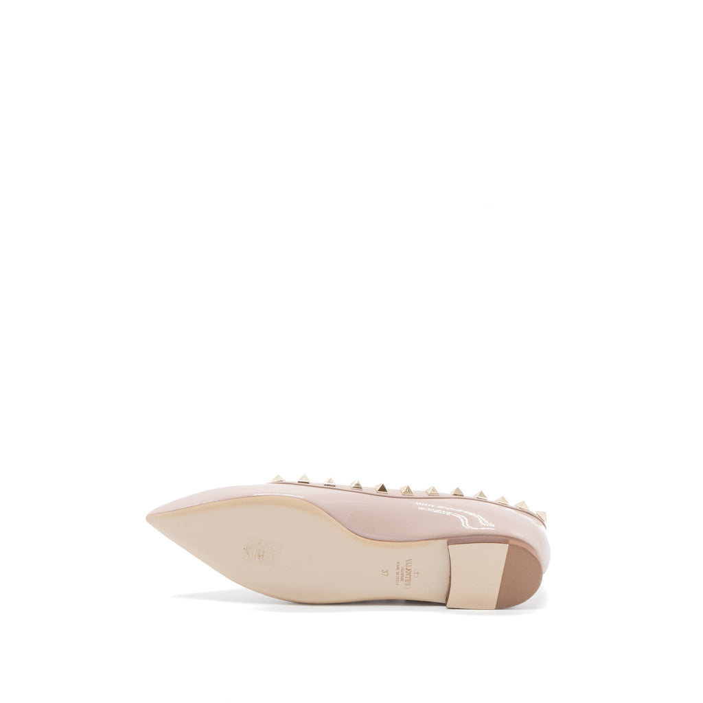 VALENTINO ROCKSTUD BALLET FLAP PATENT POUDRE LGHW