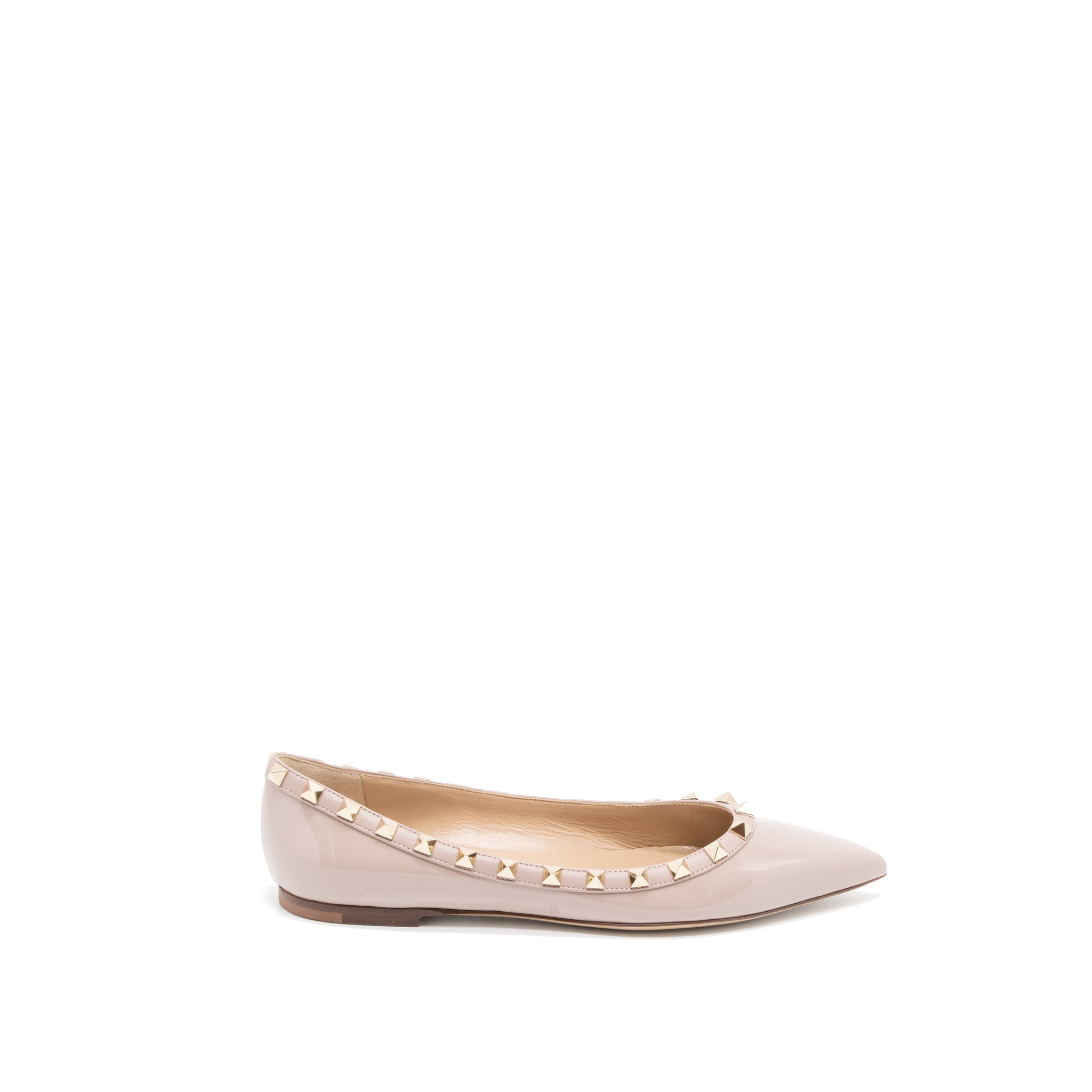 VALENTINO ROCKSTUD BALLET FLAP PATENT POUDRE LGHW
