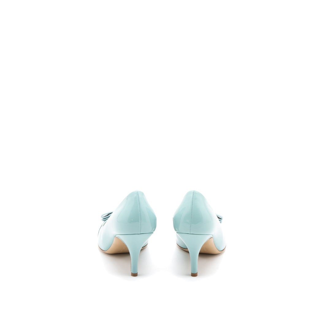 FERRAGAMO 6C CARLA PUMPS PATENT AQUARELLE GHW