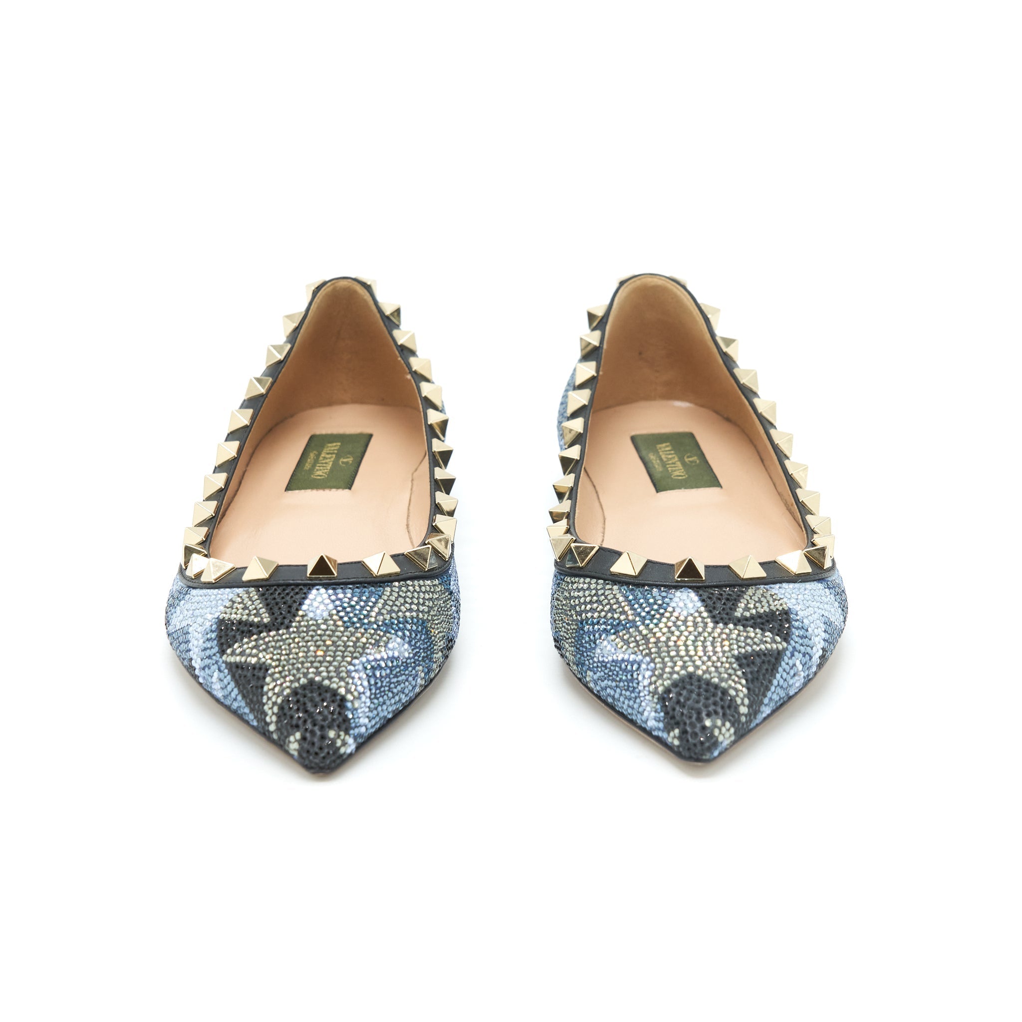 VALENTINO CRYSTAL ROCKSTUD FLAT MULTICOLOURE