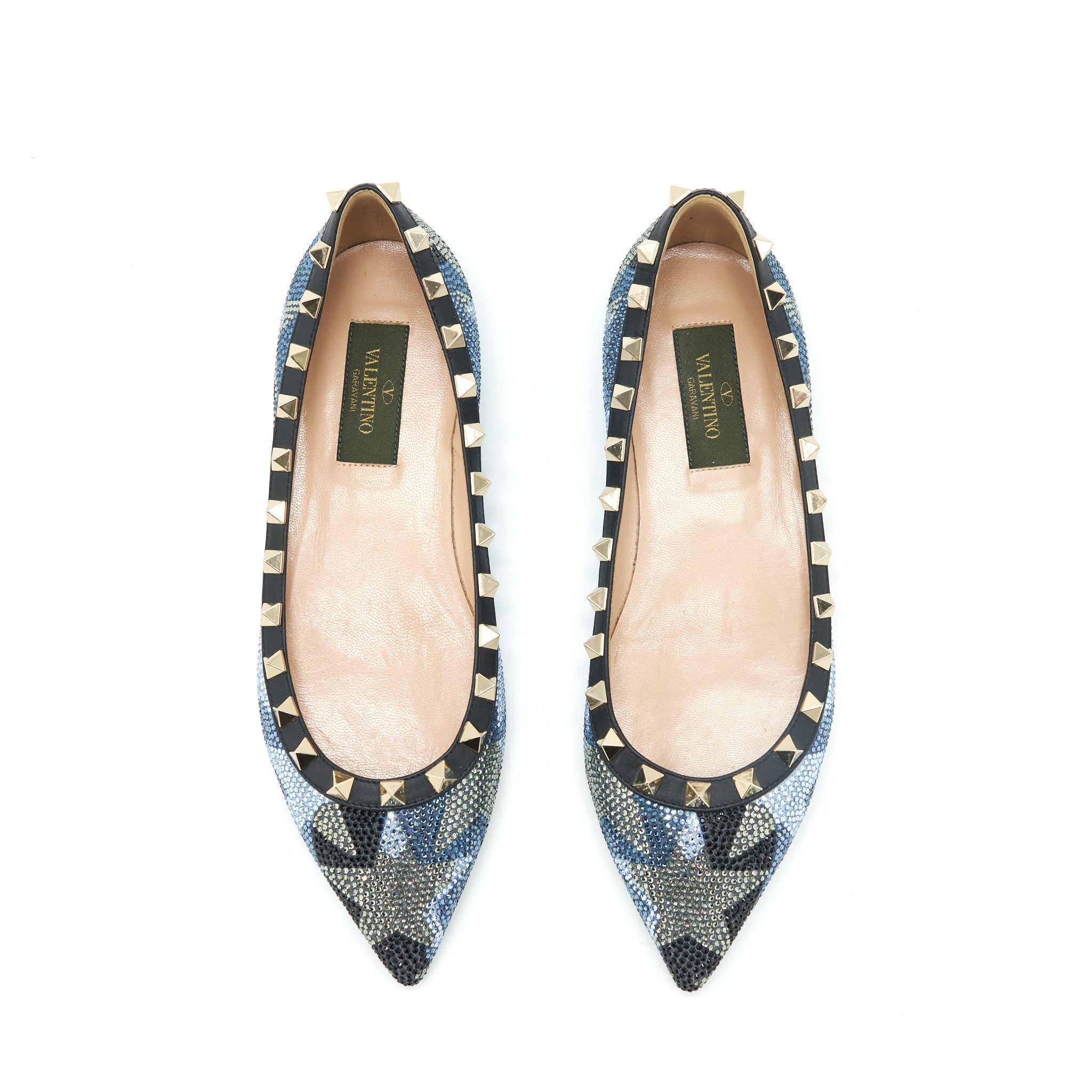 VALENTINO CRYSTAL ROCKSTUD FLAT MULTICOLOURE