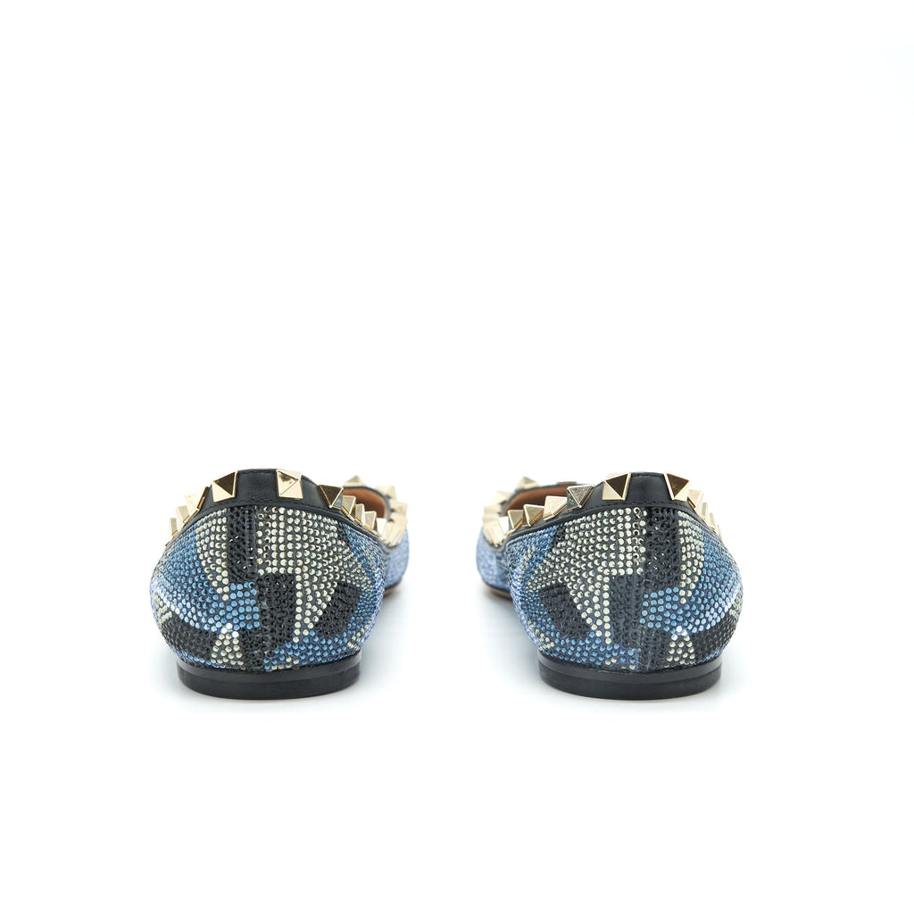 VALENTINO CRYSTAL ROCKSTUD FLAT MULTICOLOURE