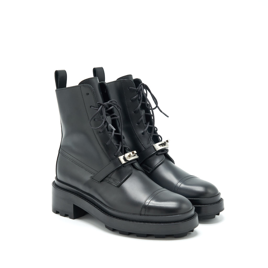 HERMES FEMME FUNK VEAU GLACE BOOTS BLACK SHW