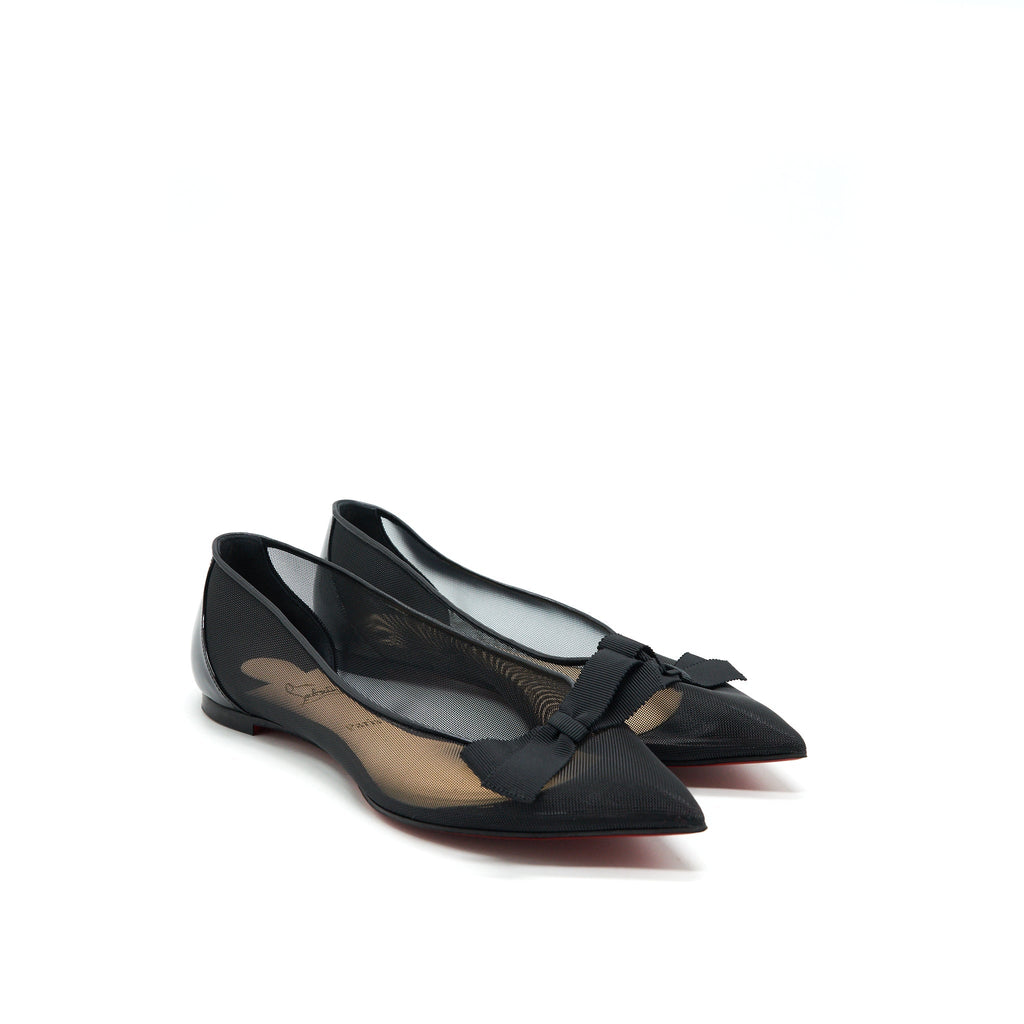 CHRISTIAN LOUBOUTIN POINTED FLAT IN BLACK