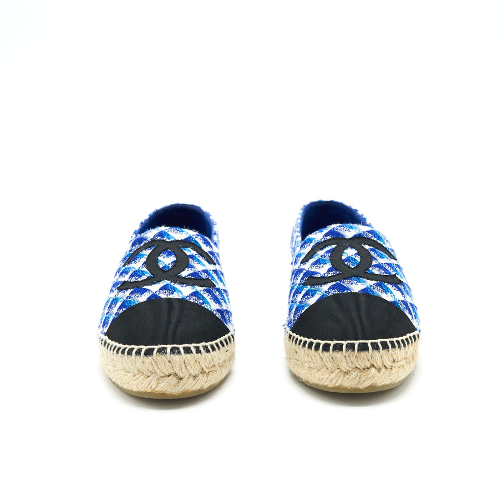 CHANEL ESPADRILLES BLACK/BLUE TWEED
