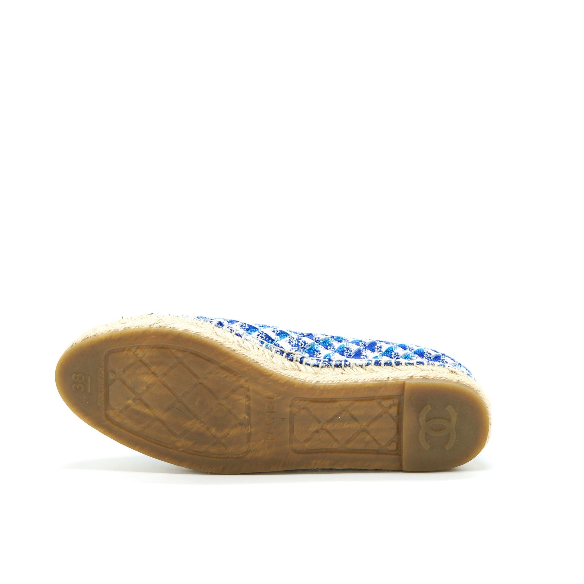 CHANEL ESPADRILLES BLACK/BLUE TWEED