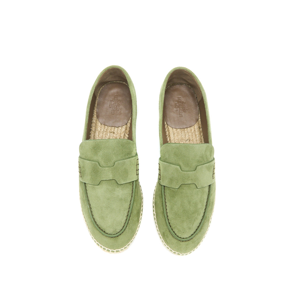 HERMES TRIP ESPADRILLE SUEDE/GOATSKIN KHAKI