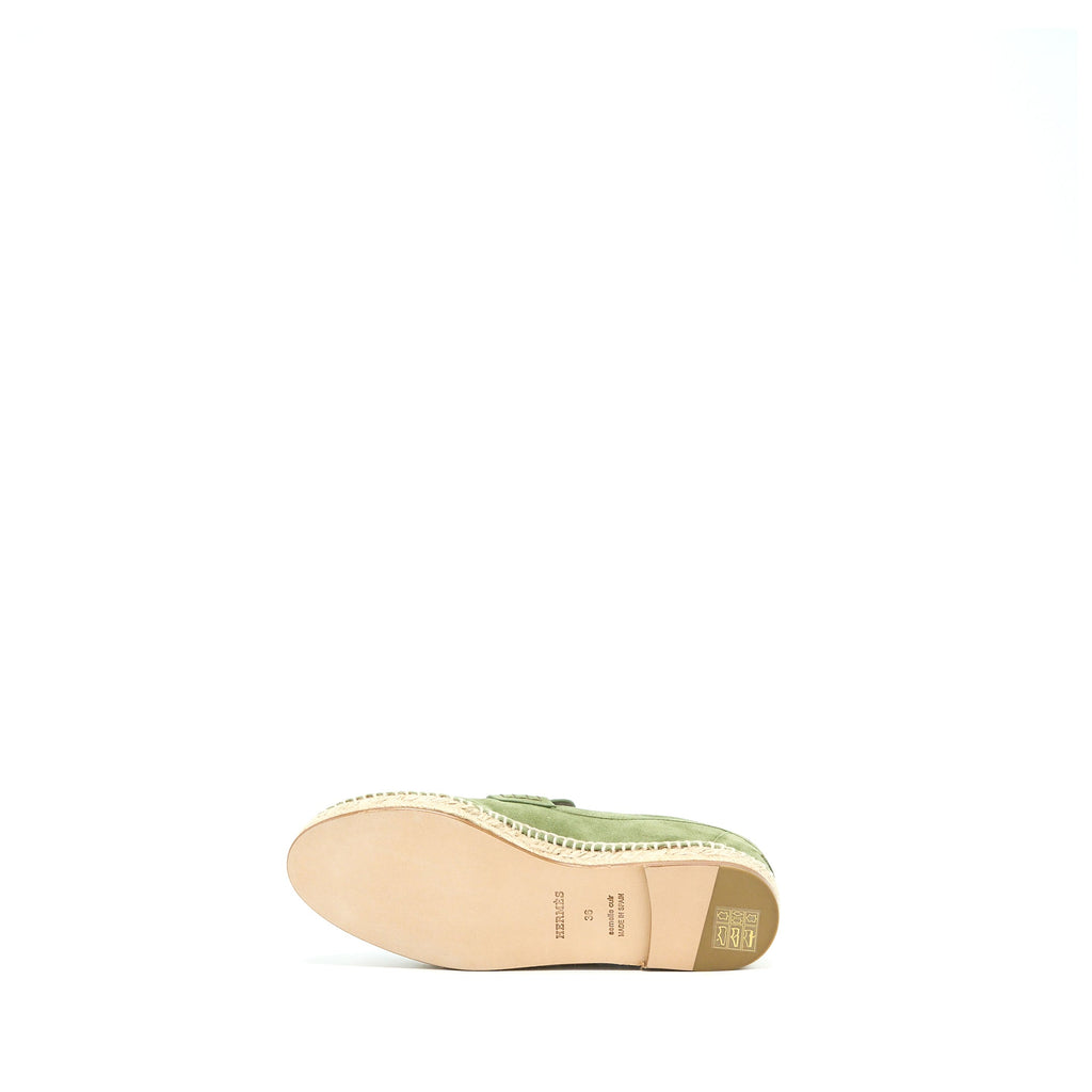 HERMES TRIP ESPADRILLE SUEDE/GOATSKIN KHAKI