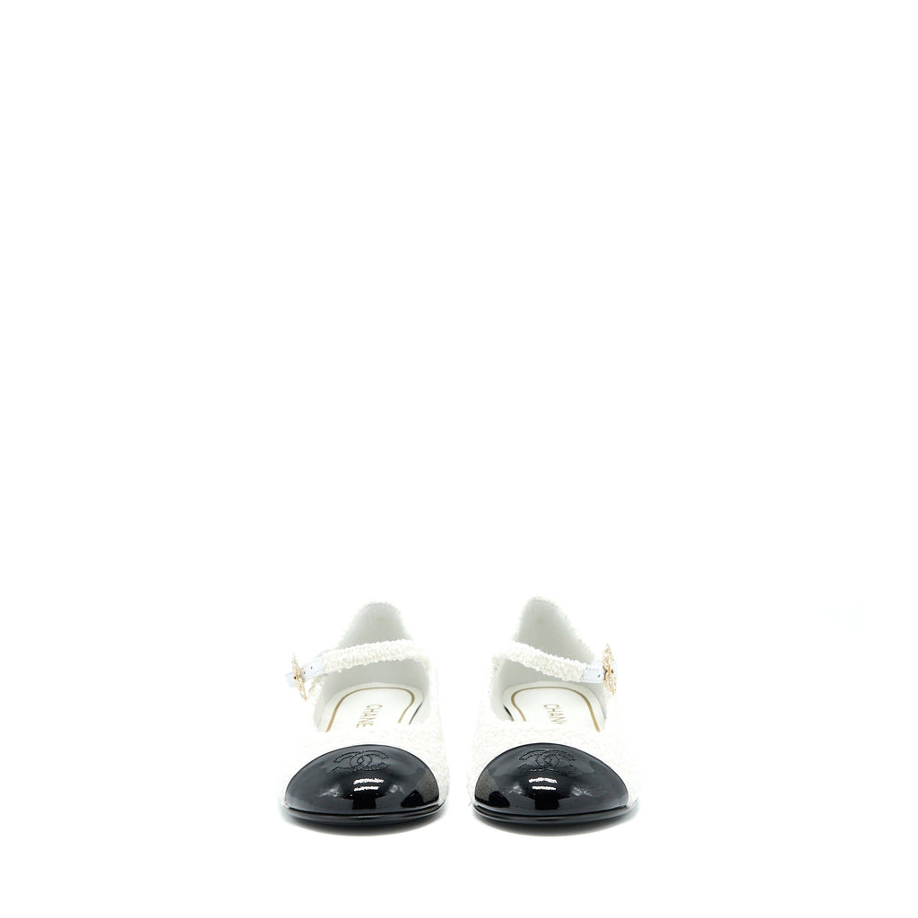 CHANEL 23C FLAT SHOES FABRIC/PATENT BLACK/WHITE