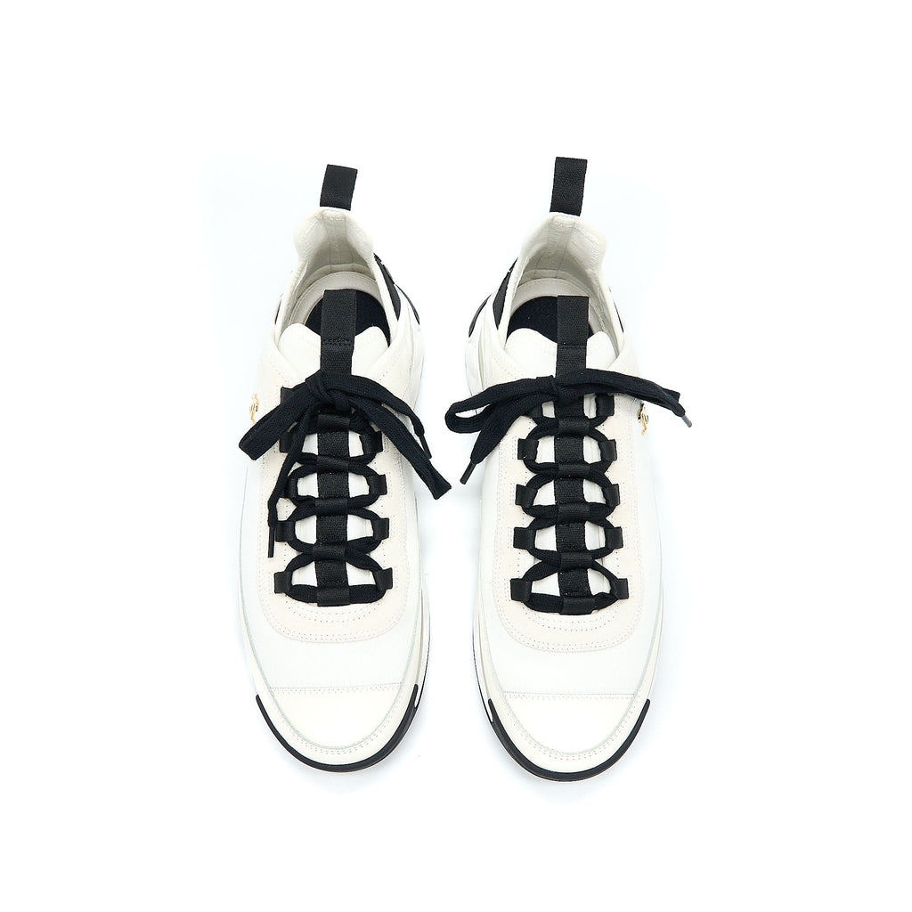 CHANEL SPORT TRAIL SNEAKER SUEDE/CALFSKIN WHITE/BLACK GHW