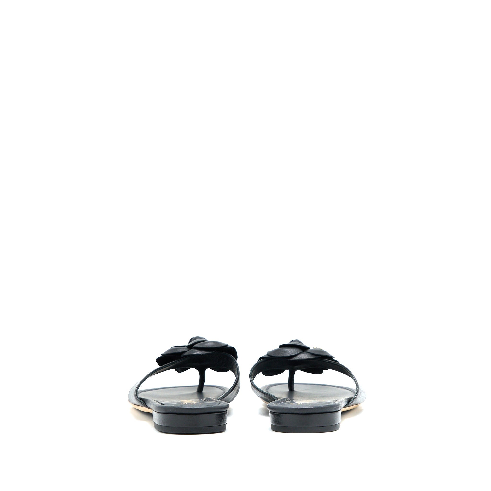CHANEL CAMELIA SANDAL BLACK GOLD TONE