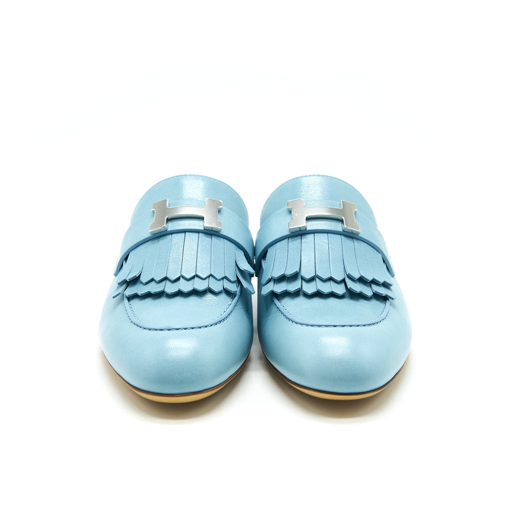 HERMES RIVOLI CHERVE MULE BLUE