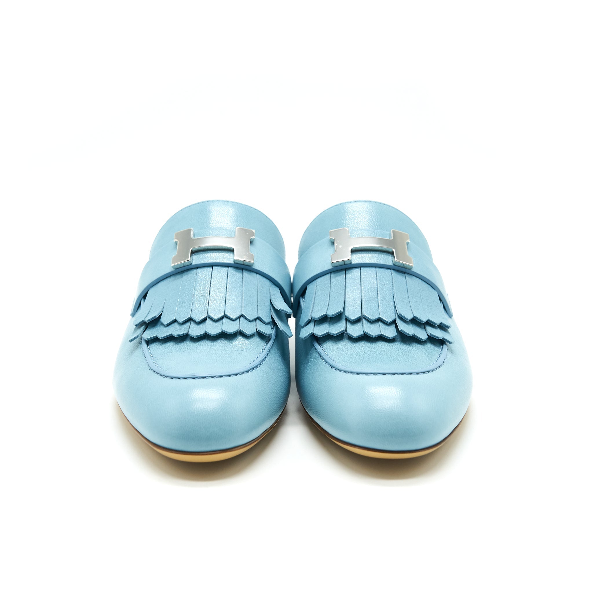 HERMES RIVOLI CHERVE MULE BLUE