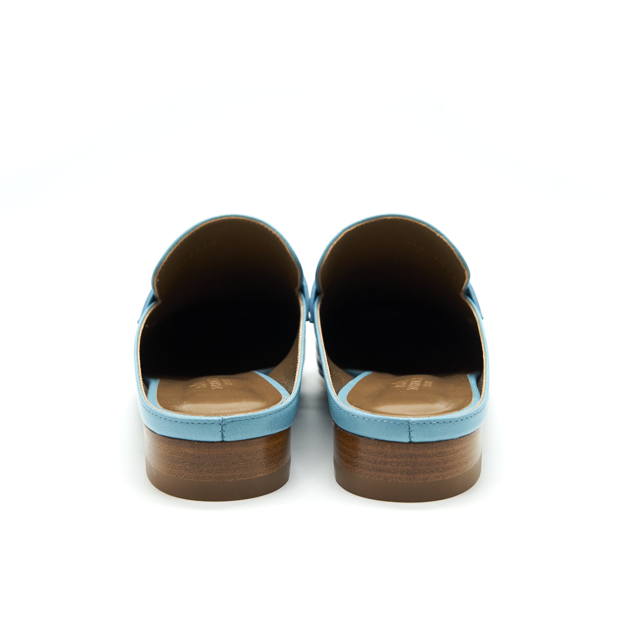 HERMES RIVOLI CHERVE MULE BLUE
