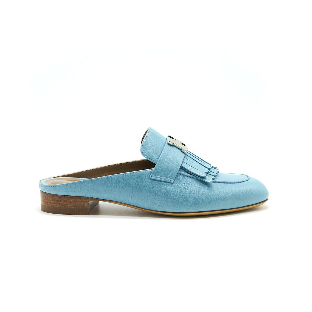 HERMES RIVOLI CHERVE MULE BLUE