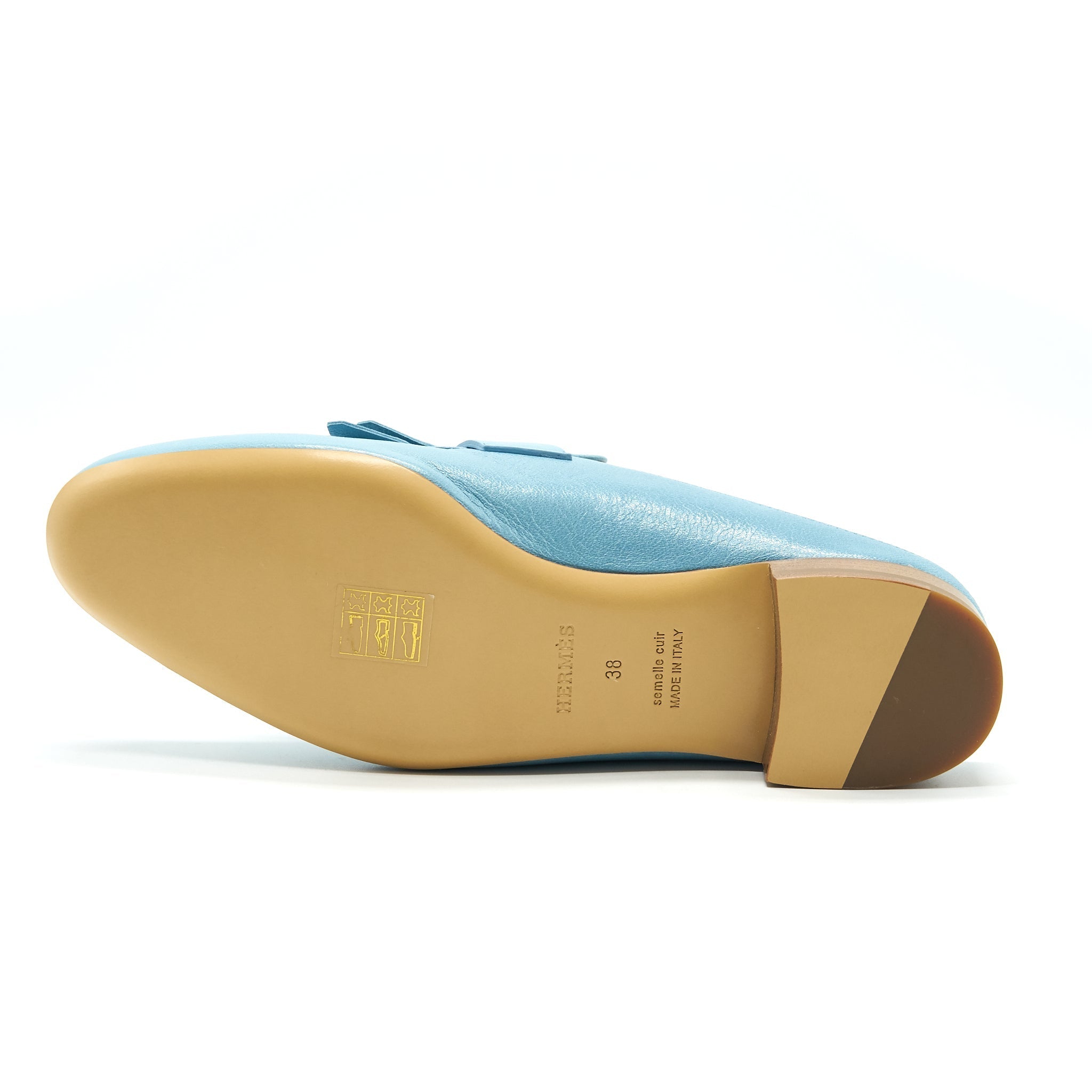 HERMES RIVOLI CHERVE MULE BLUE