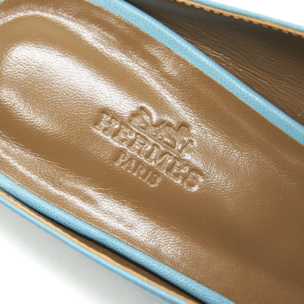 HERMES RIVOLI CHERVE MULE BLUE