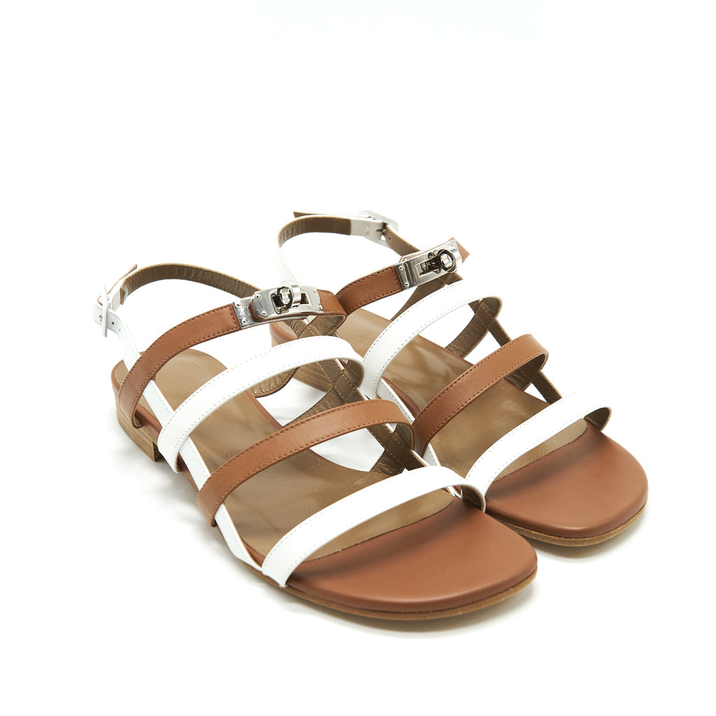 HERMES SANDAL WHITE AND GOLD