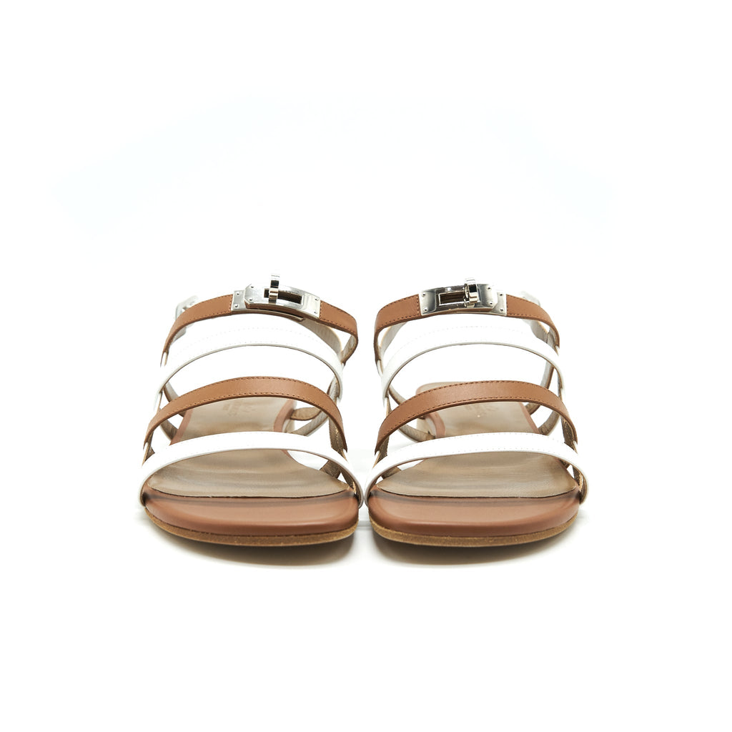 HERMES SANDAL WHITE AND GOLD