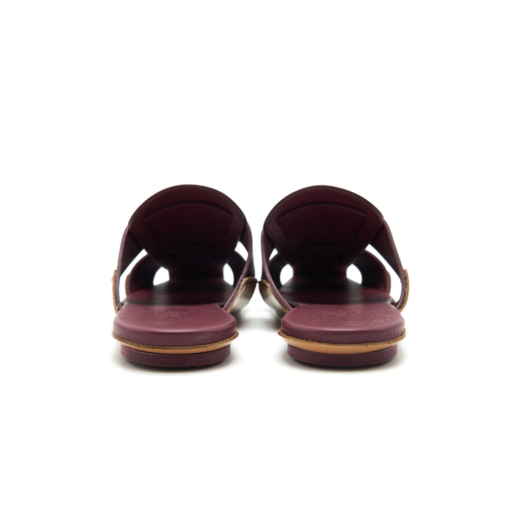HERMES BURGUNDY SANDAL