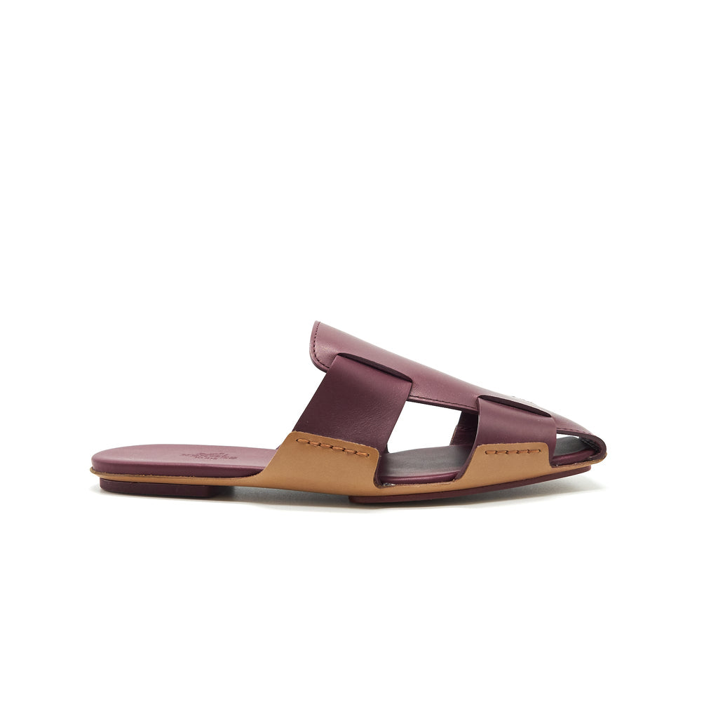 HERMES BURGUNDY SANDAL