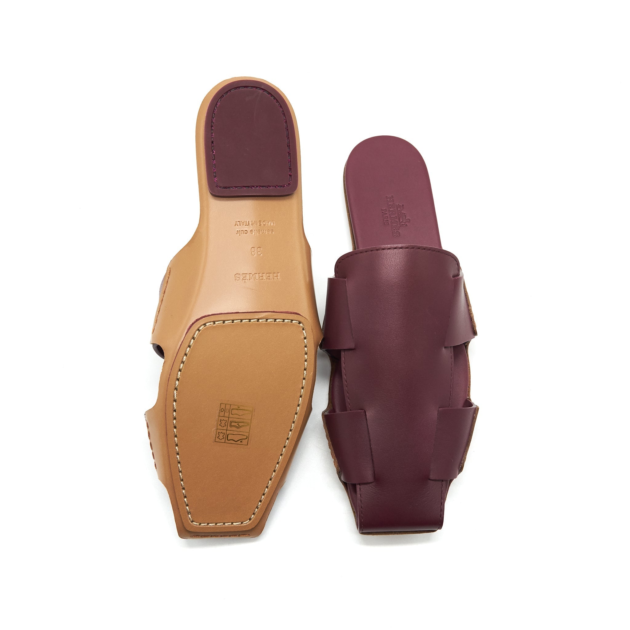 HERMES BURGUNDY SANDAL