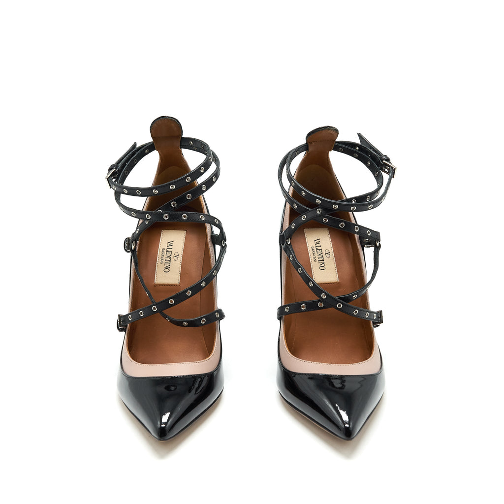 VALENTINO LOVE LATCH HEELS BLACK