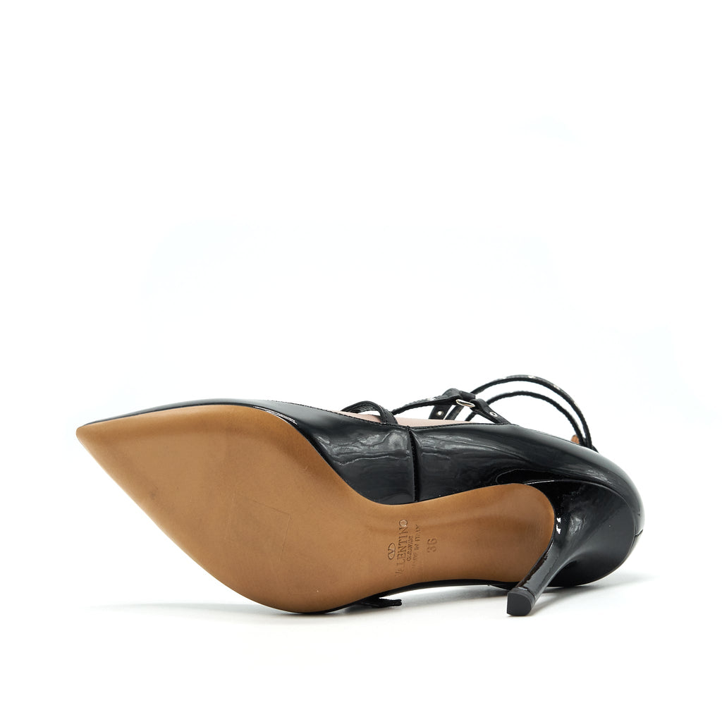 VALENTINO LOVE LATCH HEELS BLACK