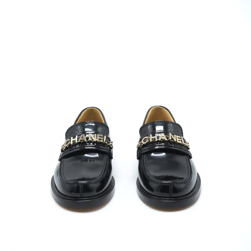 CHANEL LOAFER PATENT LEATHER BLACK LGHW