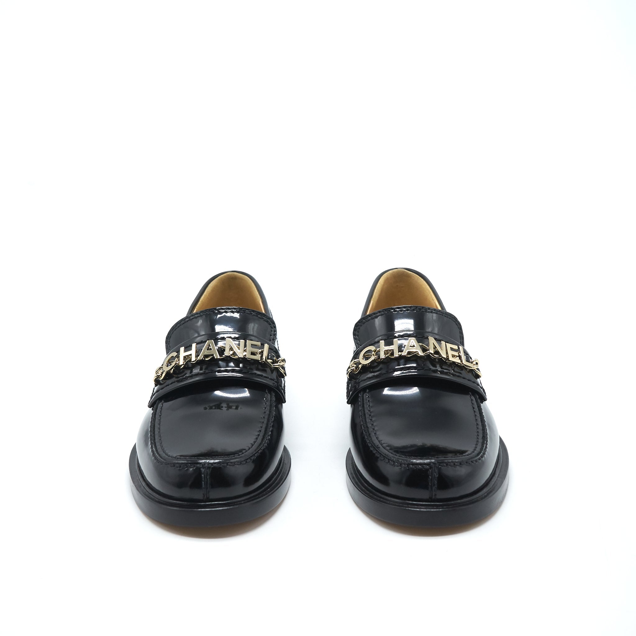 CHANEL LOAFER PATENT LEATHER BLACK LGHW