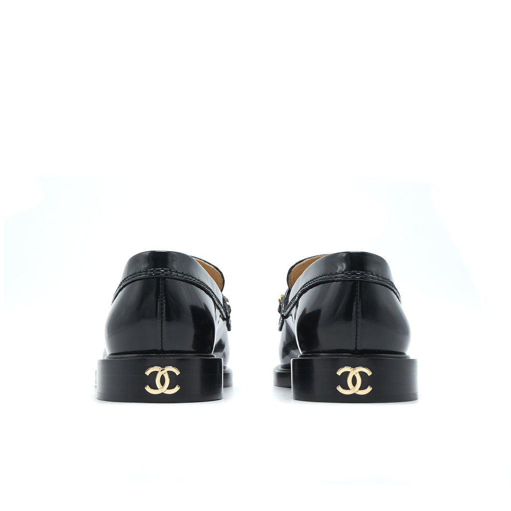 CHANEL LOAFER PATENT LEATHER BLACK LGHW