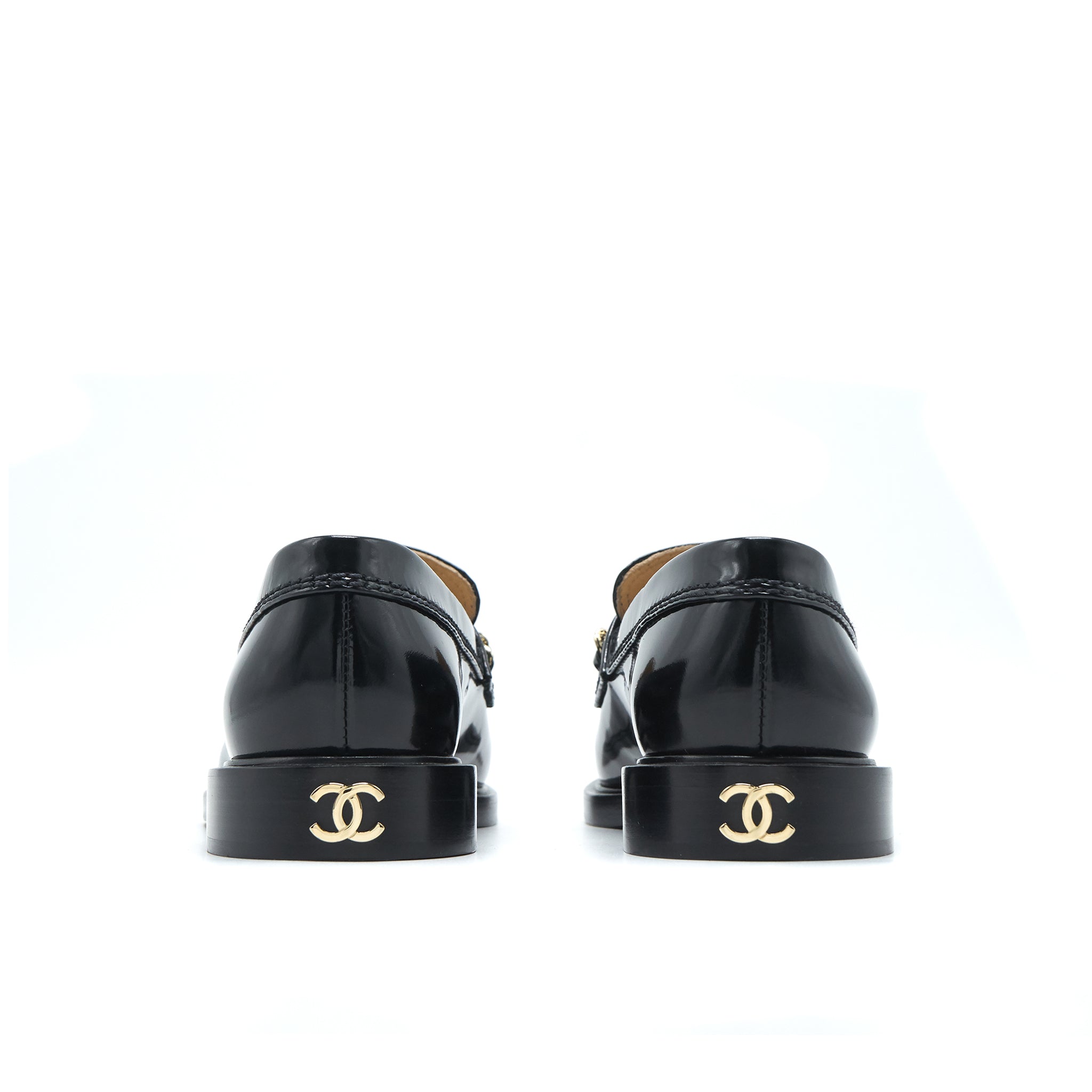 CHANEL LOAFER PATENT LEATHER BLACK LGHW