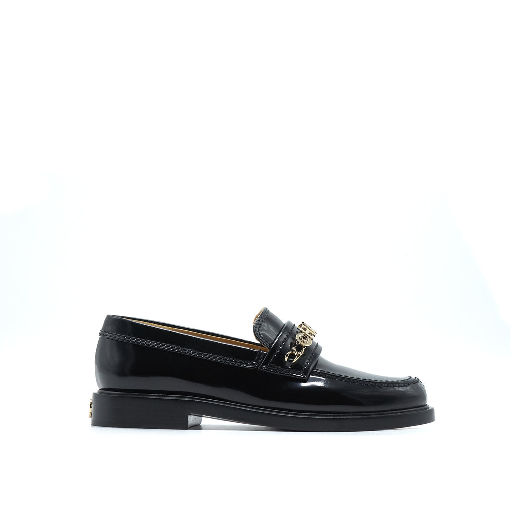 CHANEL LOAFER PATENT LEATHER BLACK LGHW