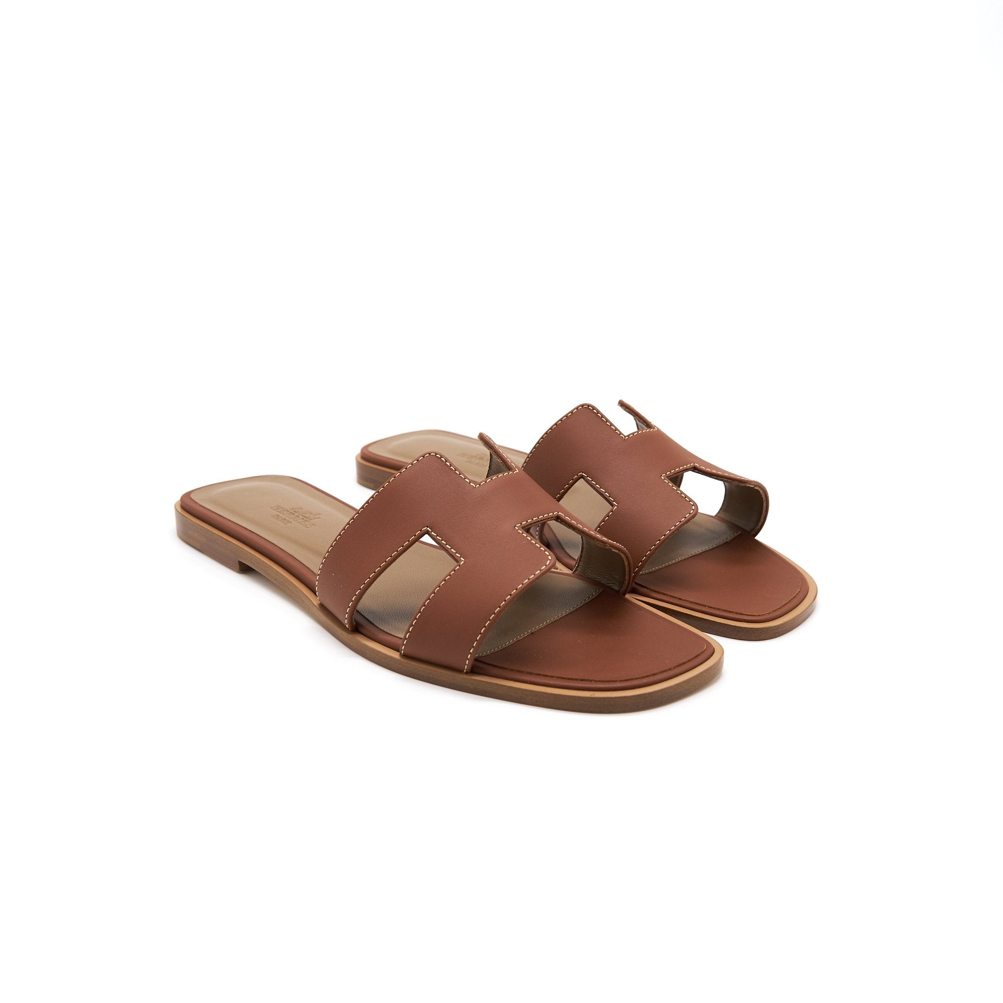 HERMES ORAN SANDAL GOLD VEAU BOX LEATHER