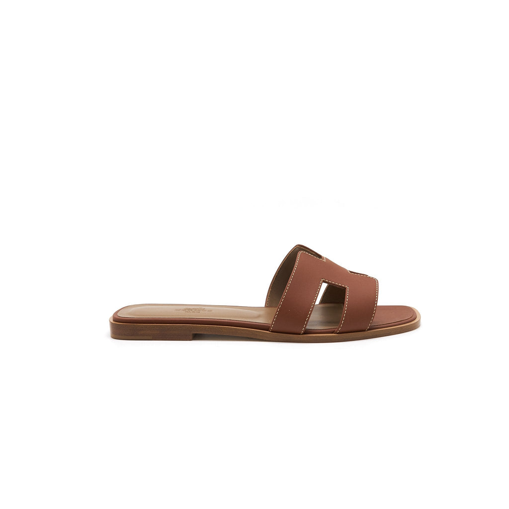 HERMES ORAN SANDAL GOLD VEAU BOX LEATHER